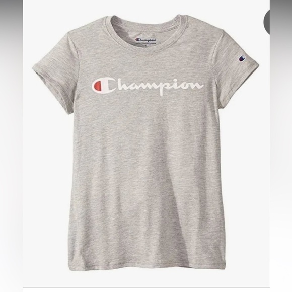 NWT Champion Girls T-Shirt Classic Crew Neck Tee Size Medium Heather Gray 3D12 - Picture 2 of 3